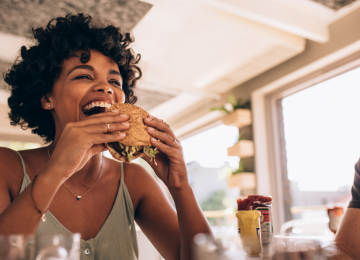 woman eating food