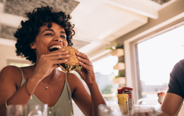 woman eating food