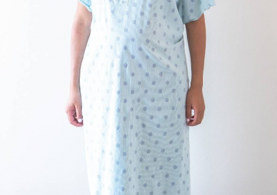 woman in hospital gown