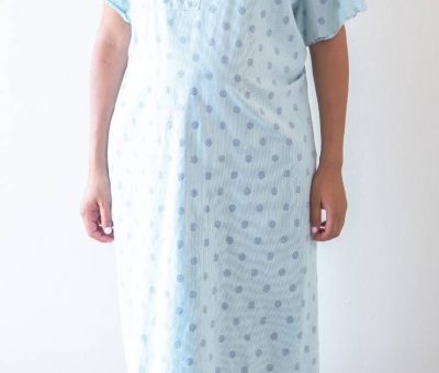 woman in hospital gown