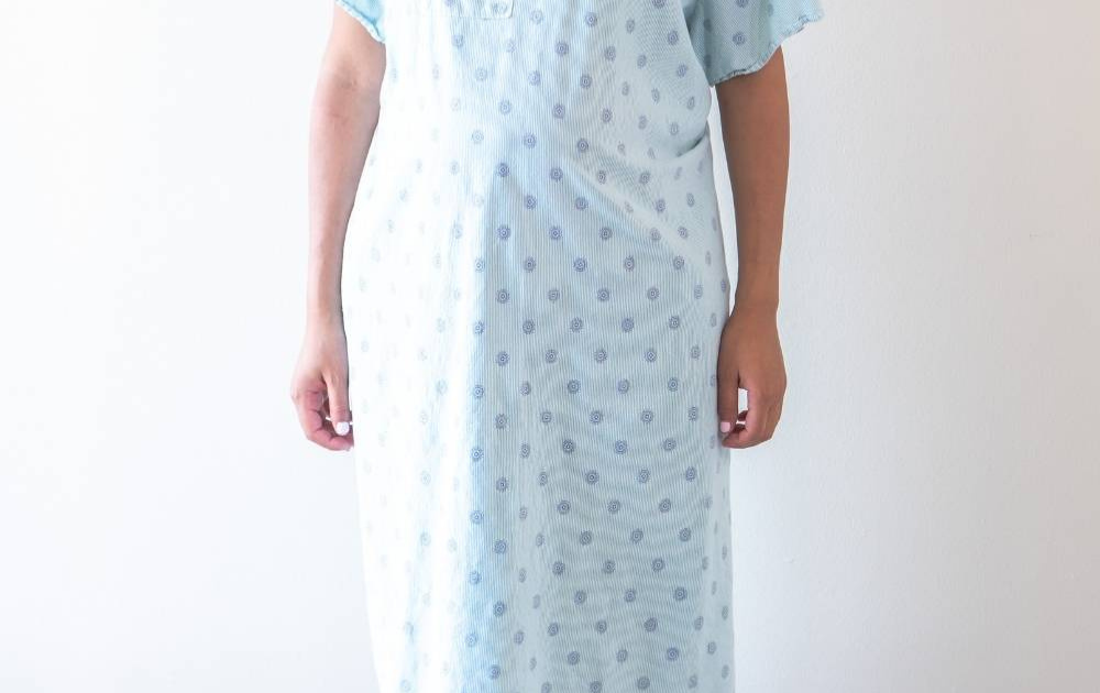 woman in hospital gown